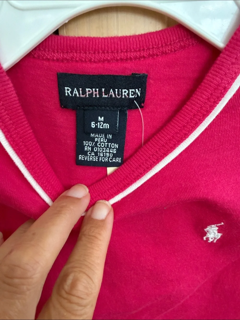 NWT. Ralph Lauren Hot Pink Infant Polo Bodysuit with White Trim